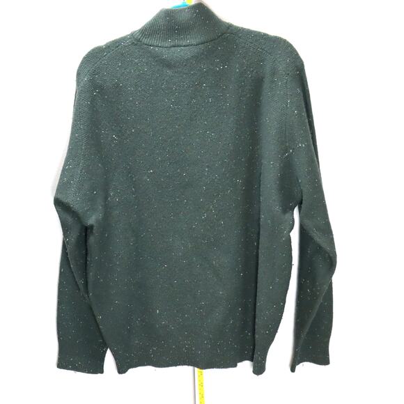 Jos. A. Bank Lambswool Quarter-Zip Sweater – Men’s M, Dark Green Donegal Speckle - Picture 2 of 3